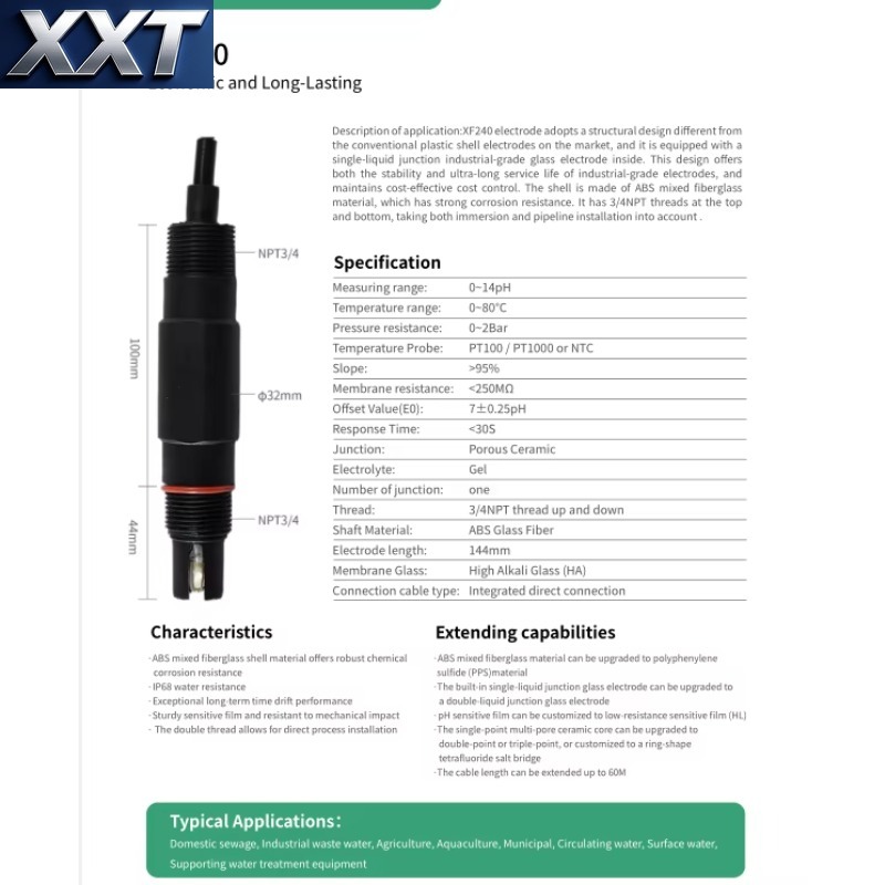 Ph Meter - Промышленный pH-электрод XXT XF240 для pH-метра,